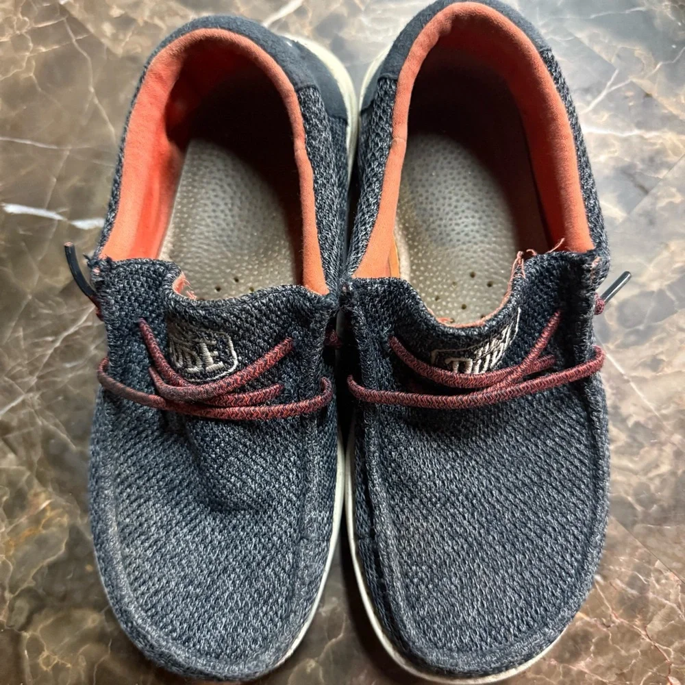 Hey Dude Wally Youth Sox Ocean Blue Orange Interior Size Y4 L5